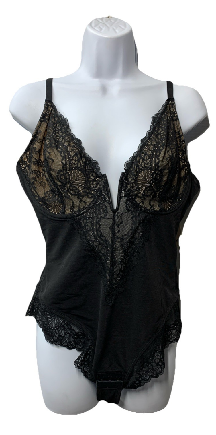 Popilush Shapewear Bodysuits Lace Corset Tops Tummy Control Size Large Black