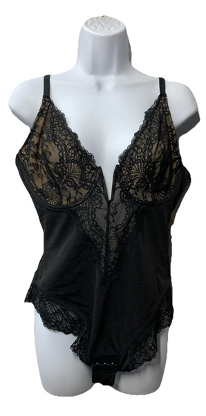 Popilush Shapewear Bodysuits Lace Corset Tops Tummy Control Size Large Black