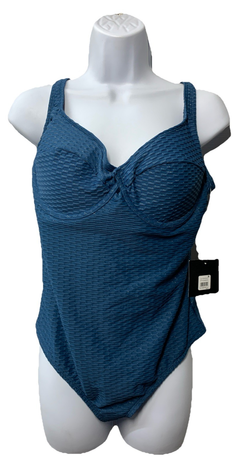 S3 Swim Women's Underwire One Piece Suit Swimsuit Size Large Swimwear Dusk Blue