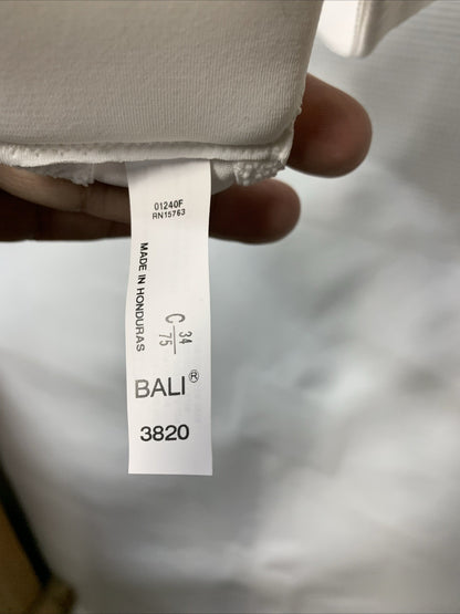 Bali Women's 34C Stay In Place Double Classic Support Wire-Free Bra White DF3820