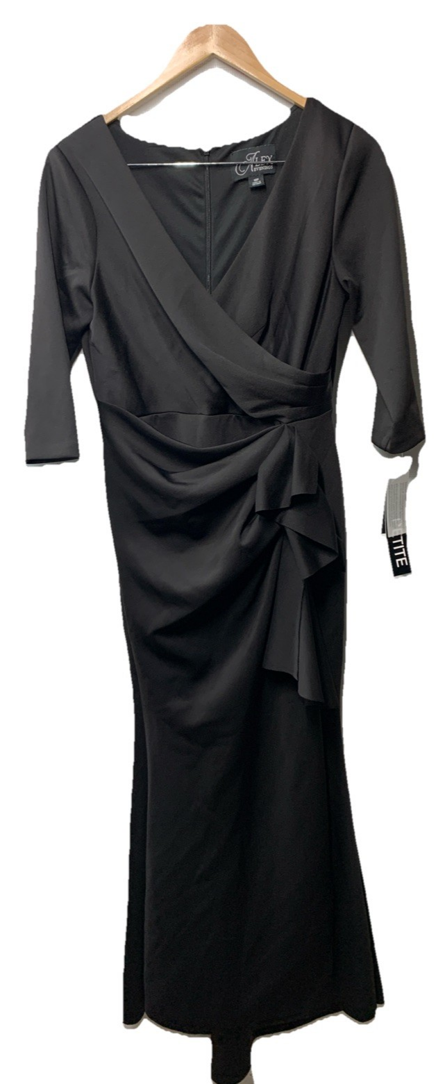 Alex Evenings Women's Stretch Scuba Crepe Dress with Surplice Neckline Size 10P