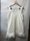 Likely Scooped Marullo Dress Sleeveless with Ostrich Feathers Size 12 White