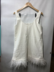 Likely Scooped Marullo Dress Sleeveless with Ostrich Feathers Size 12 White
