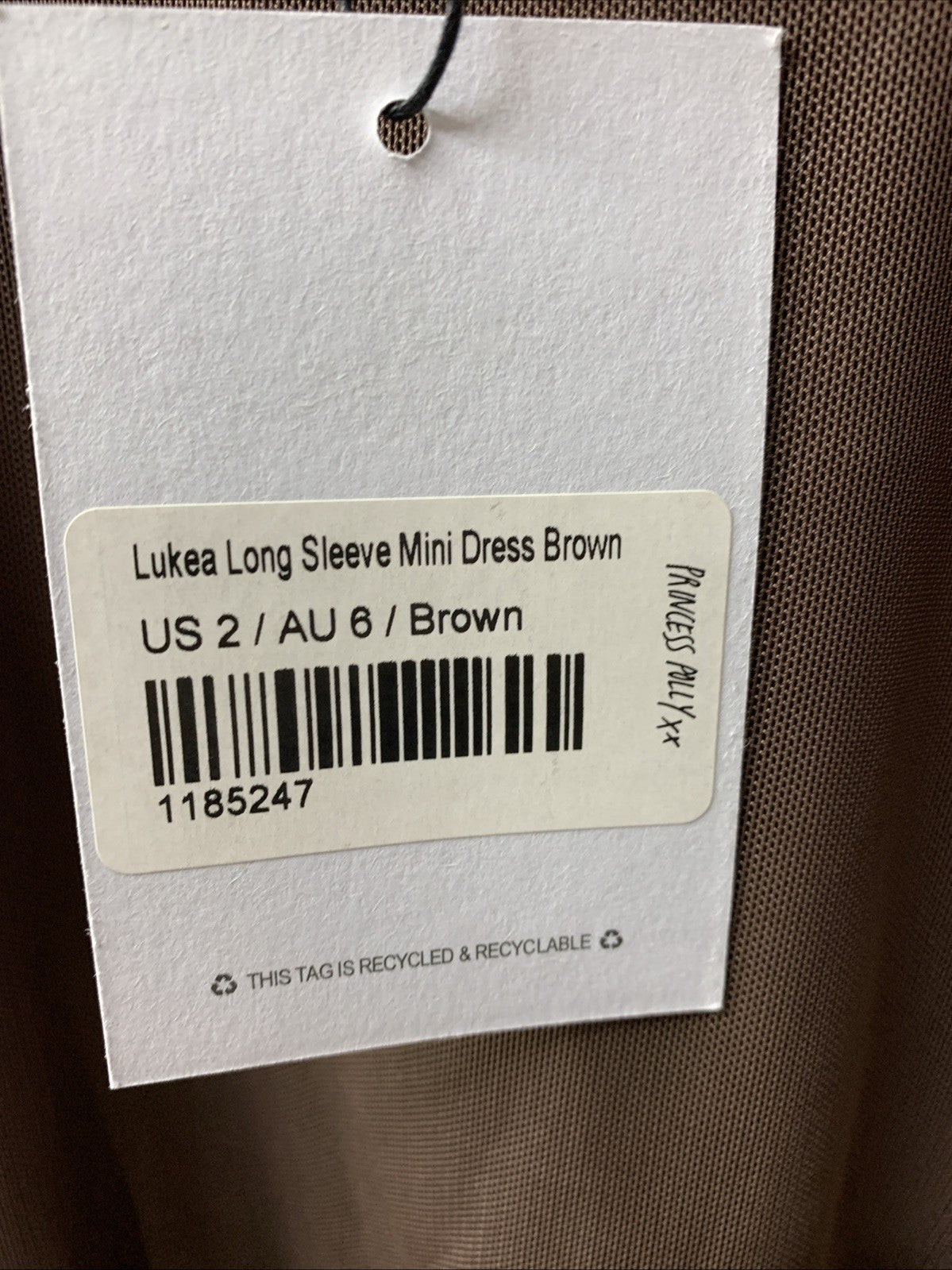 Princess Polly Lukea Long Sleeve Mini Dress Low Tie Back Tie Fully Lined 2 Brown