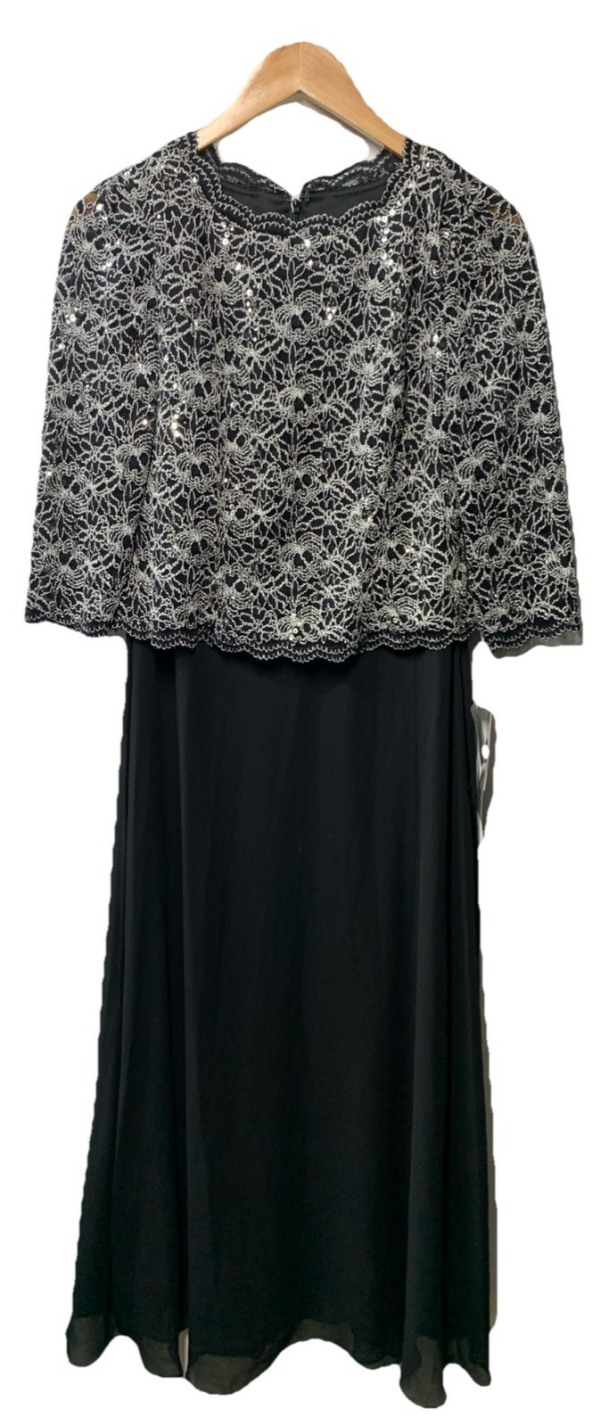Alex Evenings Women's 3/4 Sleeve Stretch Lace Bodice Mock One Piece Gown Size 6P
