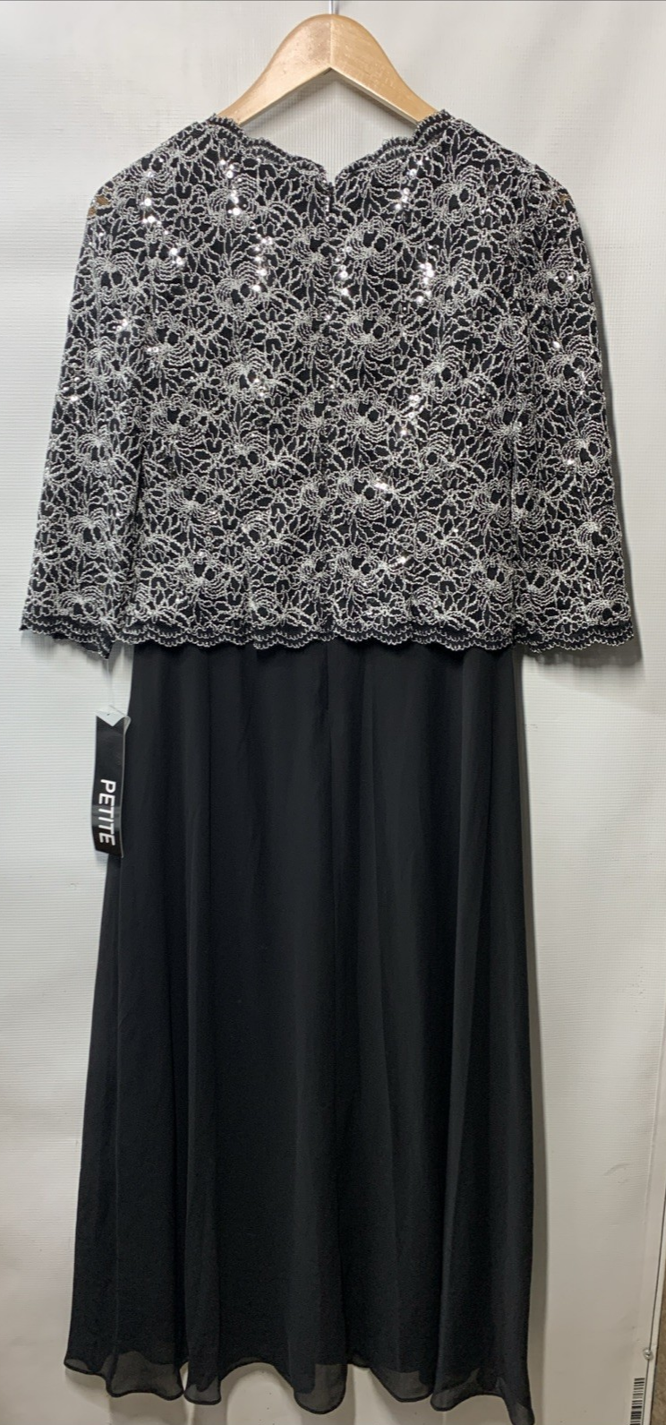 Alex Evenings Women's 3/4 Sleeve Stretch Lace Bodice Mock One Piece Gown Size 6P