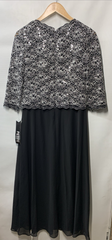 Alex Evenings Women's 3/4 Sleeve Stretch Lace Bodice Mock One Piece Gown Size 6P