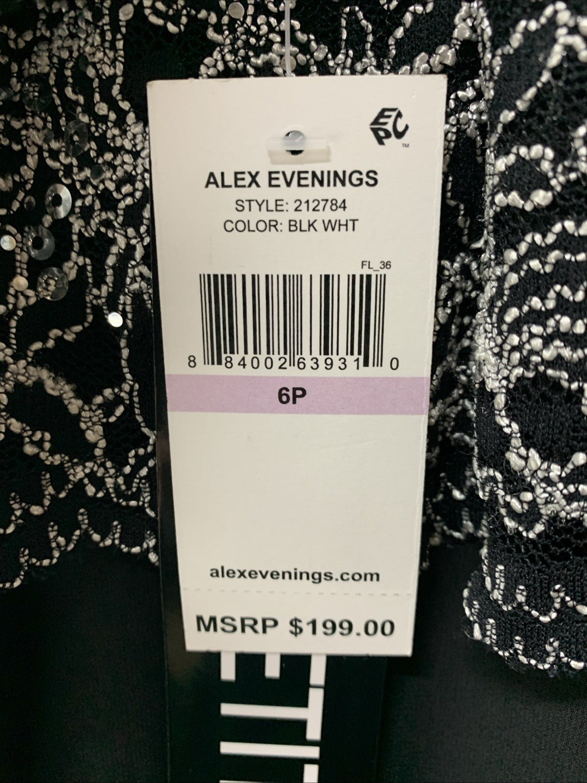 Alex Evenings Women's 3/4 Sleeve Stretch Lace Bodice Mock One Piece Gown Size 6P