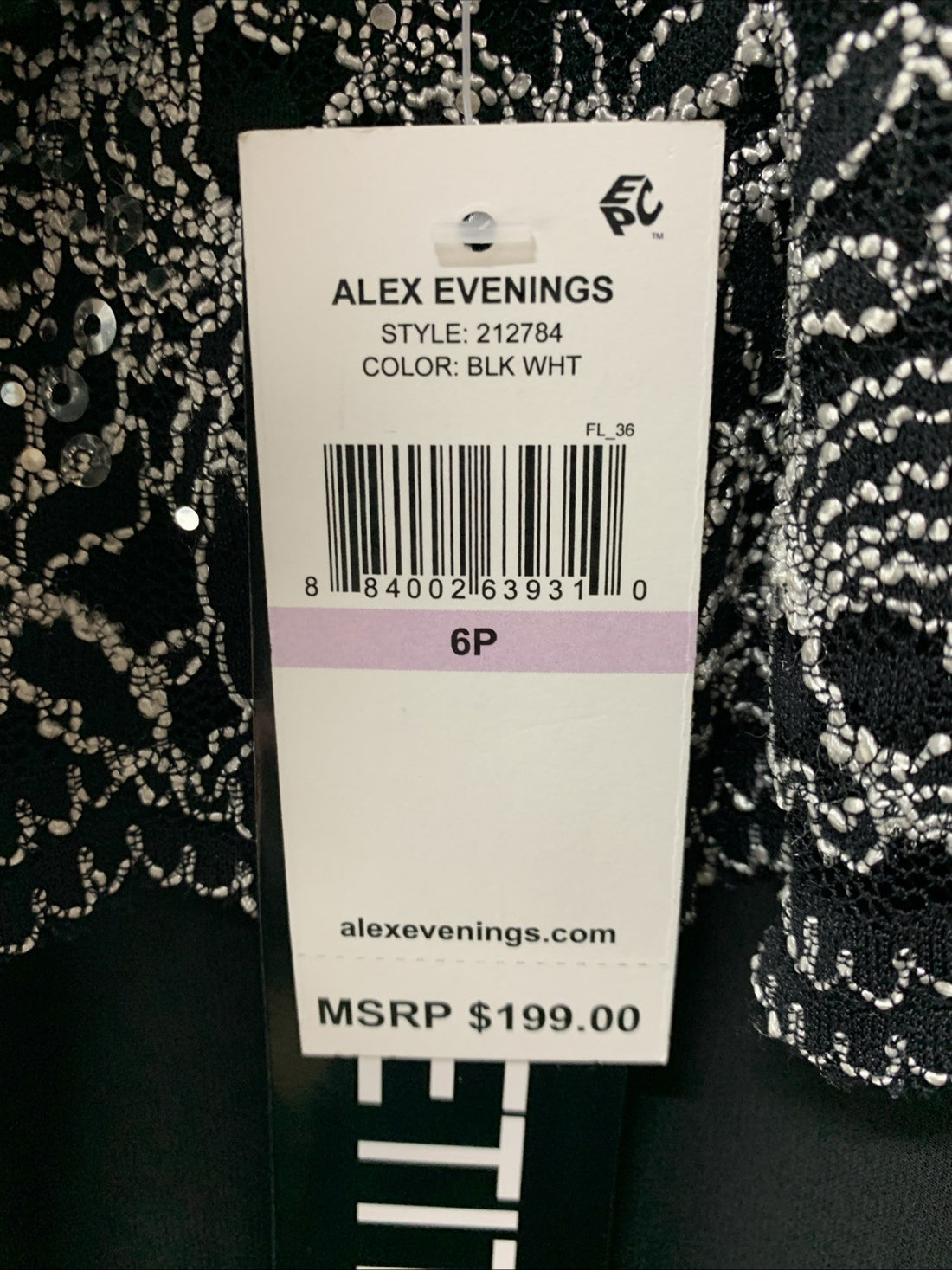 Alex Evenings Women's 3/4 Sleeve Stretch Lace Bodice Mock One Piece Gown Size 6P