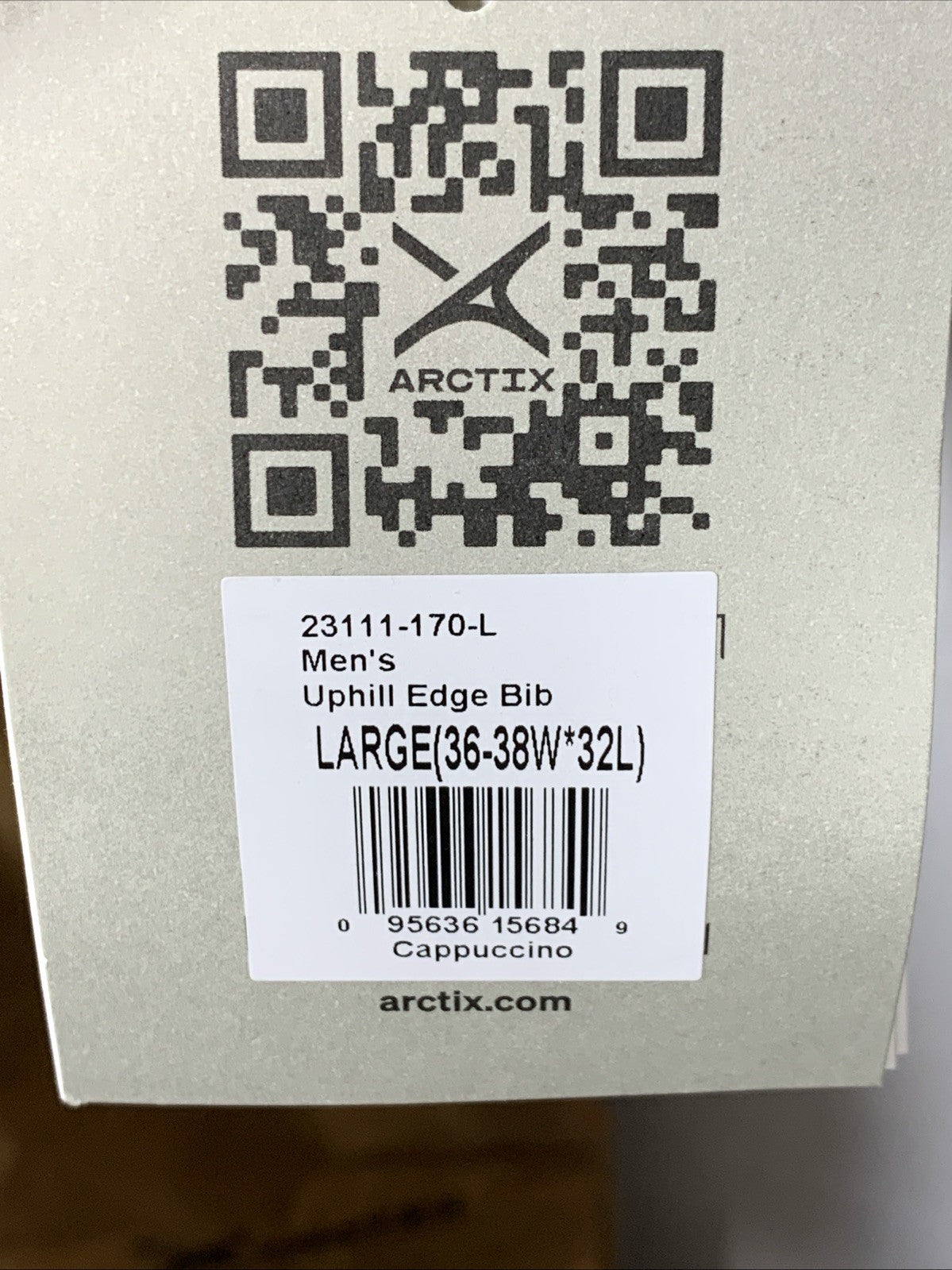 Arctix Men's Uphill Edge Bib Cappuccino for Snow Rain & Wind Mid Rise Size Large