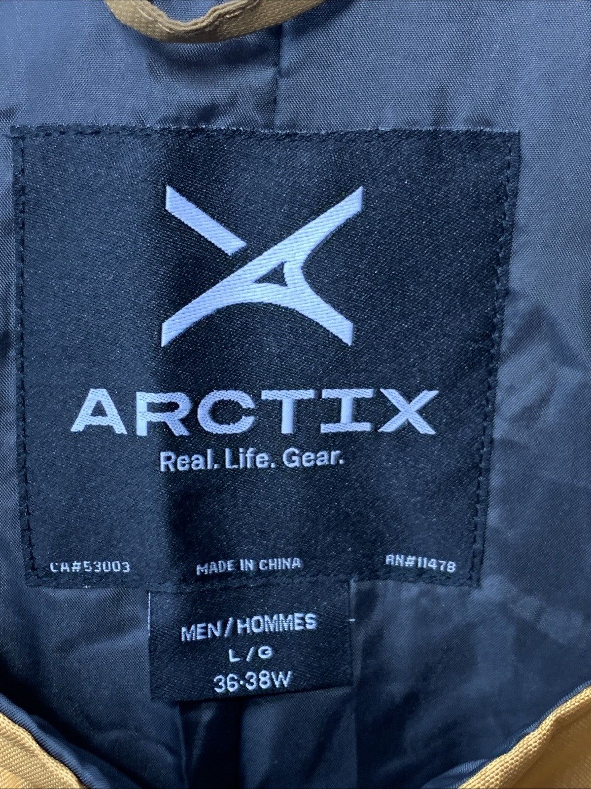Arctix Men's Uphill Edge Bib Cappuccino for Snow Rain & Wind Mid Rise Size Large
