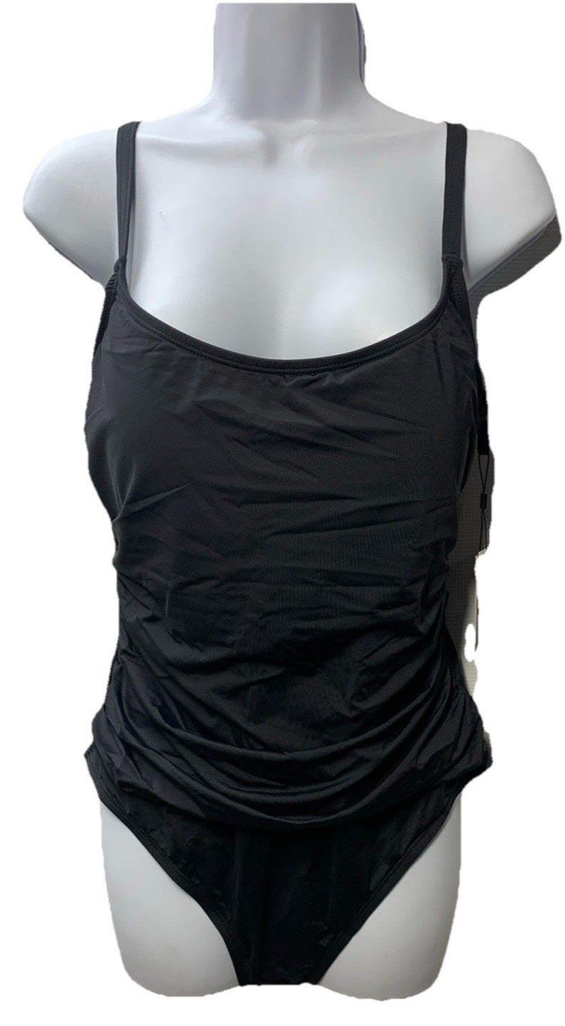 La Blanca S021-0087 Plus Size Ruched One Piece Swimsuit Swimwear Black Size 16W