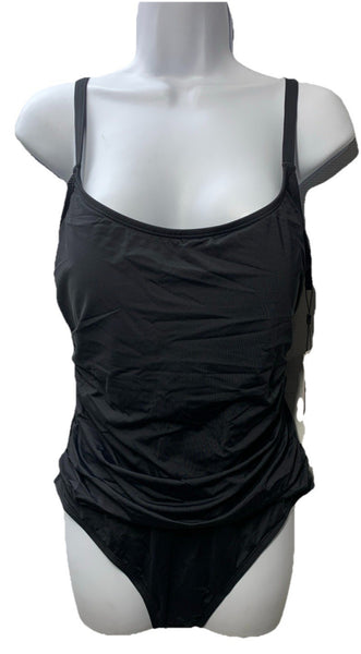 La Blanca S021-0087 Plus Size Ruched One Piece Swimsuit Swimwear Black Size 16W
