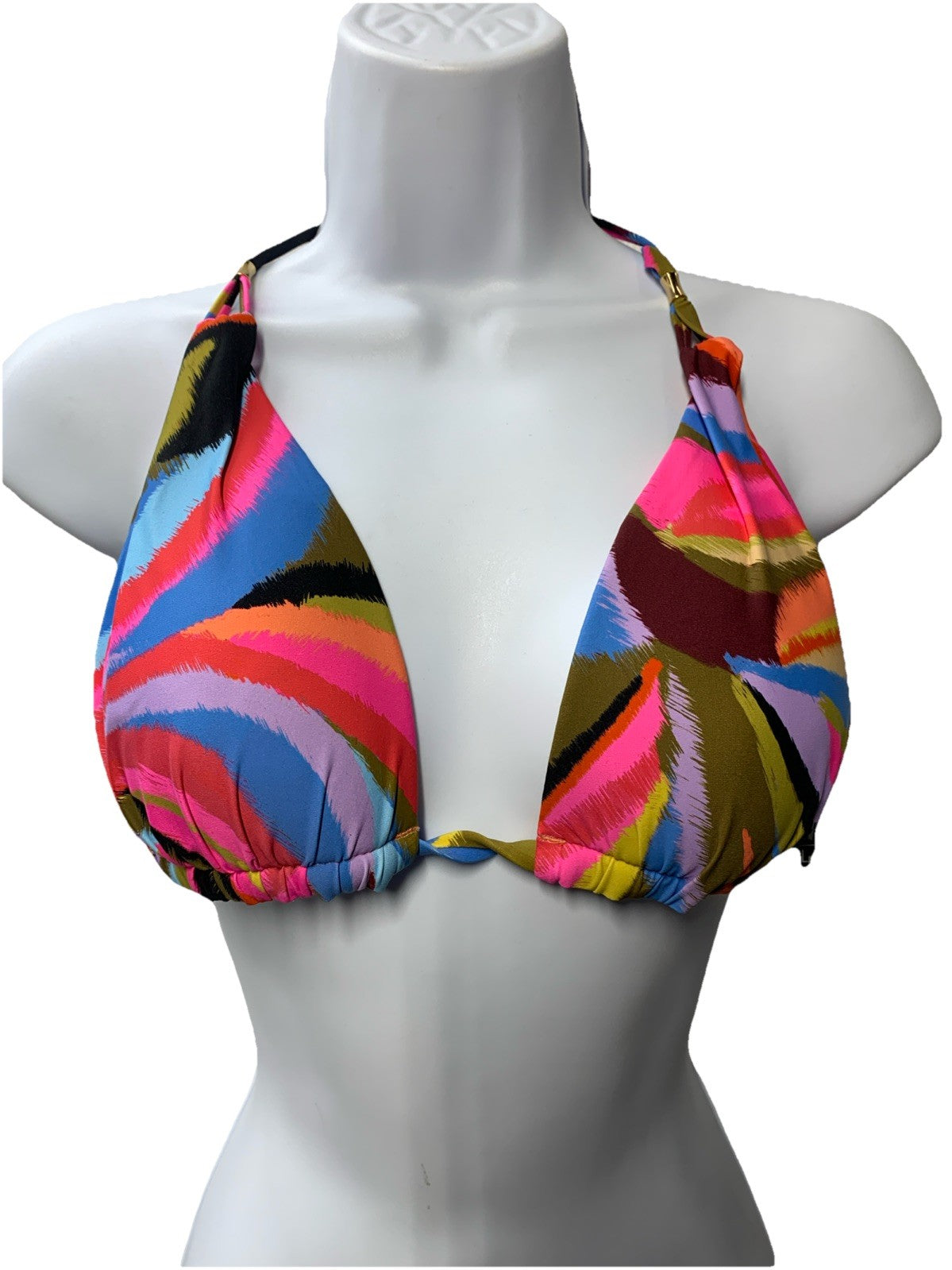 La Blanca Women Island Goddess Halter Bikini Swimsuit Top Floral Swimwear Size 8
