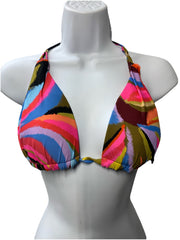 La Blanca Women Island Goddess Halter Bikini Swimsuit Top Floral Swimwear Size 8