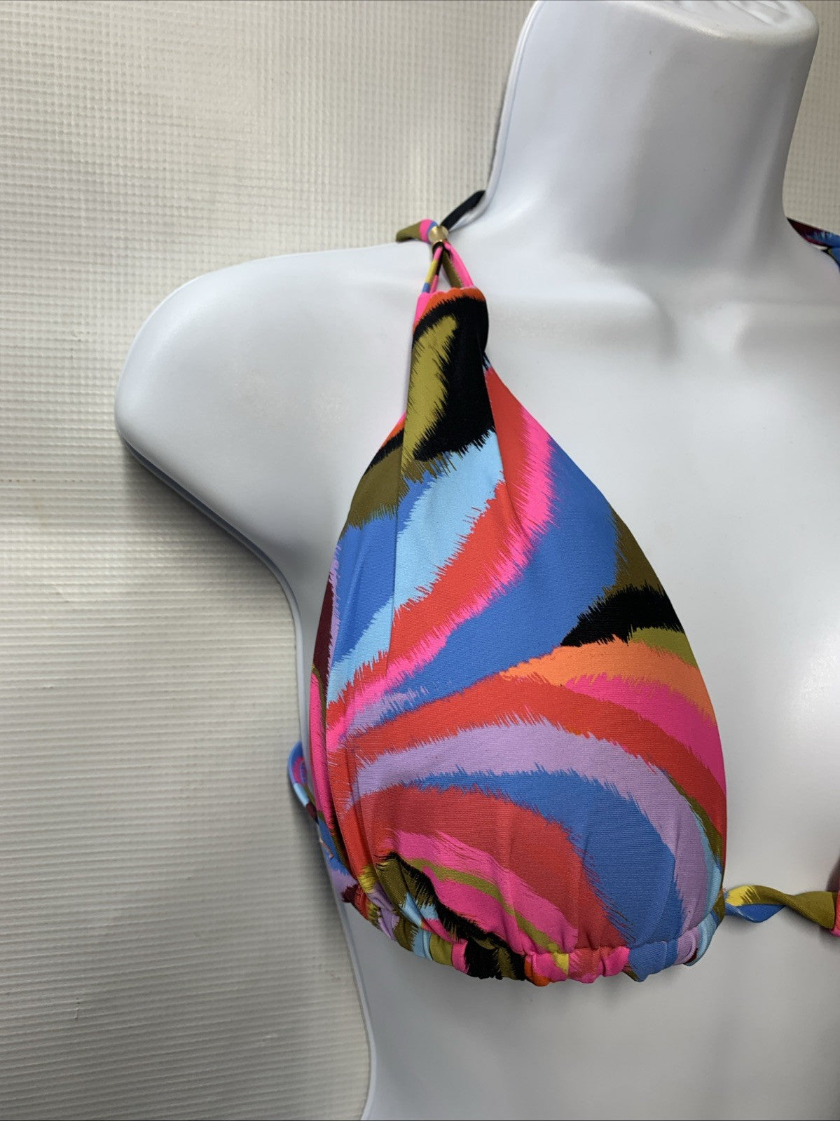 La Blanca Women Island Goddess Halter Bikini Swimsuit Top Floral Swimwear Size 8