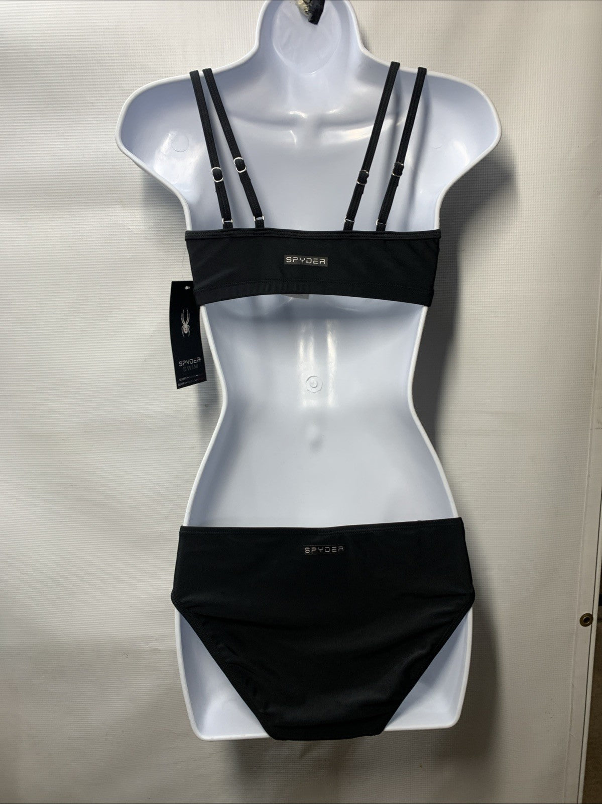 Spyder Women's Two Piece Swimsuit Midnight Black Swimwear Mid Rise Size Small
