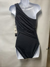 La Blanca S802-0026 Goddess Shirred One-Shoulder One-Piece Swimsuit Black Size 8