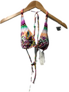 Sunshine 79 Women's Triangle Halter Bikini Swimsuit Top Sz 8 Tie Back Floral Mix