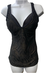 Gottex Women's Black Sheer Pleasure Tankini Swim Top Swimsuit Pull-On Size 34D