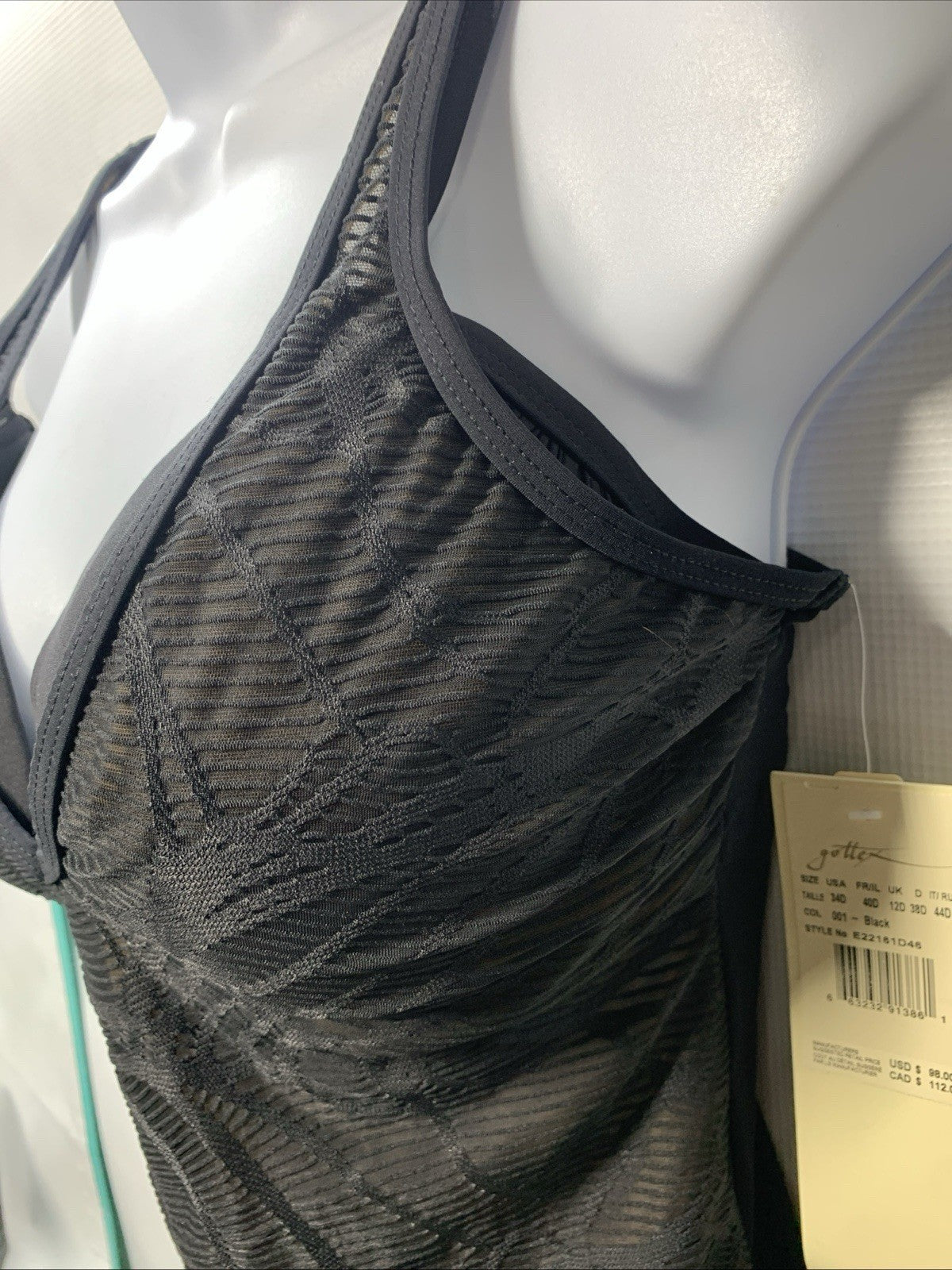 Gottex Women's Black Sheer Pleasure Tankini Swim Top Swimsuit Pull-On Size 34D