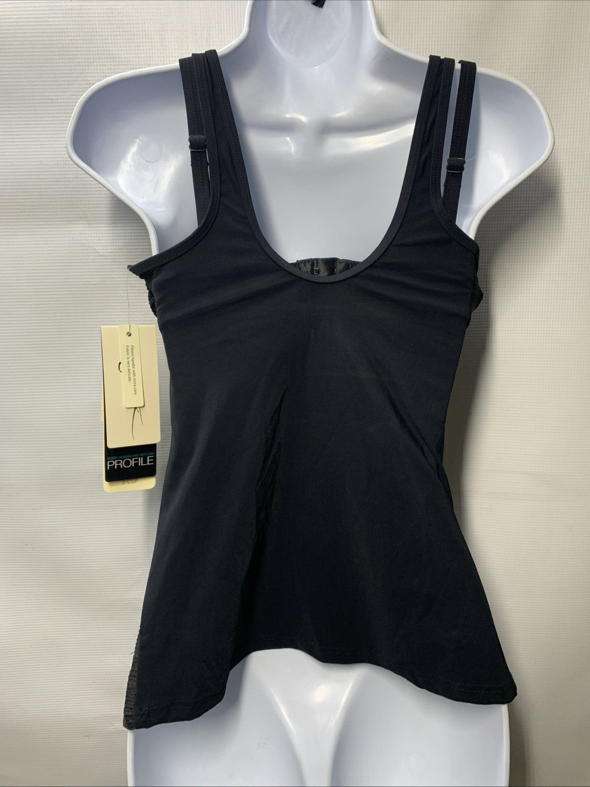 Gottex Women's Black Sheer Pleasure Tankini Swim Top Swimsuit Pull-On Size 34D