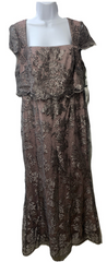 Adrianna Papell Women's Embroidered Pop Over Mob Dress Formal Wedding Size 12