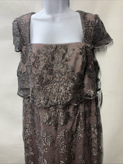 Adrianna Papell Women's Embroidered Pop Over Mob Dress Formal Wedding Size 12