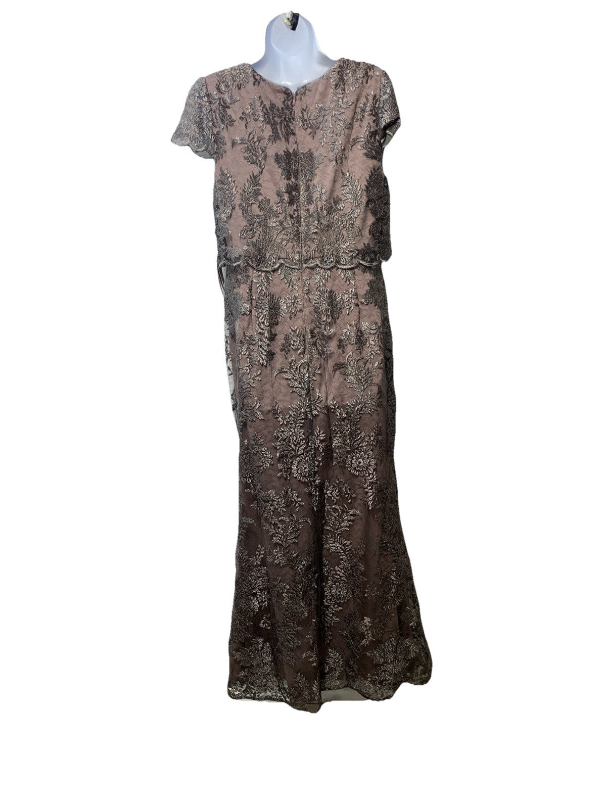 Adrianna Papell Women's Embroidered Pop Over Mob Dress Formal Wedding Size 12