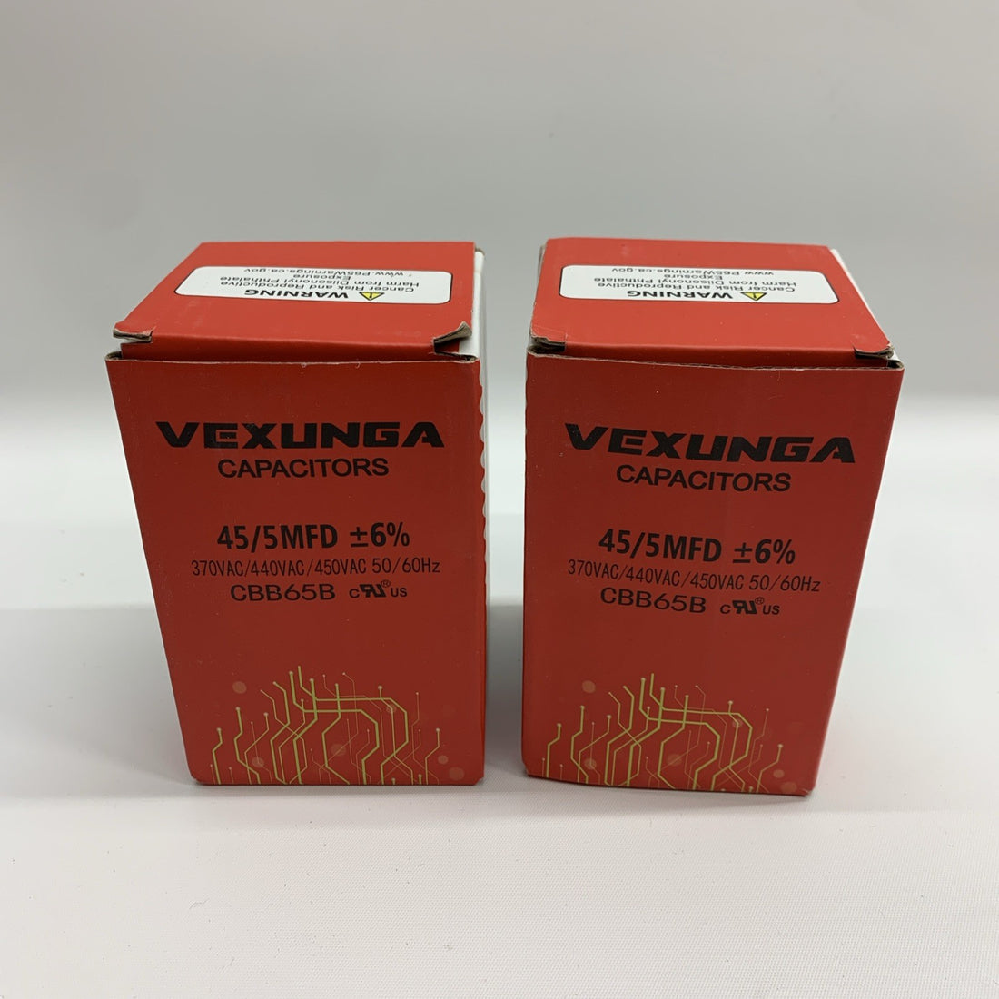 VEXUNGA 45/5 uF 45+5 MFD 370V or 440V Dual Run Start Round A/C Capacitor 2 PACK
