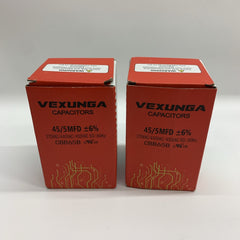 VEXUNGA 45/5 uF 45+5 MFD 370V or 440V Dual Run Start Round A/C Capacitor 2 PACK