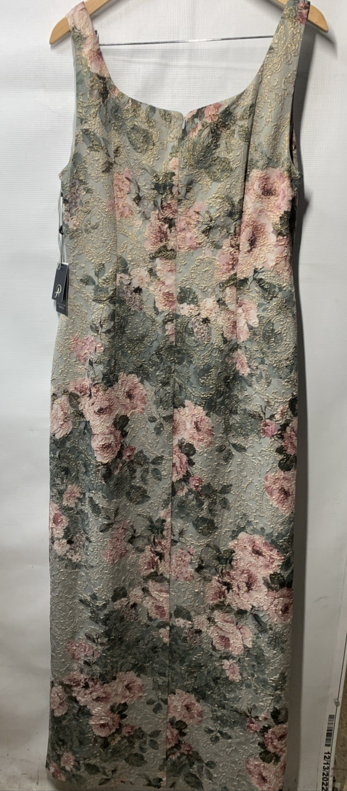 Adrianna Papell Women's Matelasse Long Dress Sleeveless 16 Slate/Blush Floral