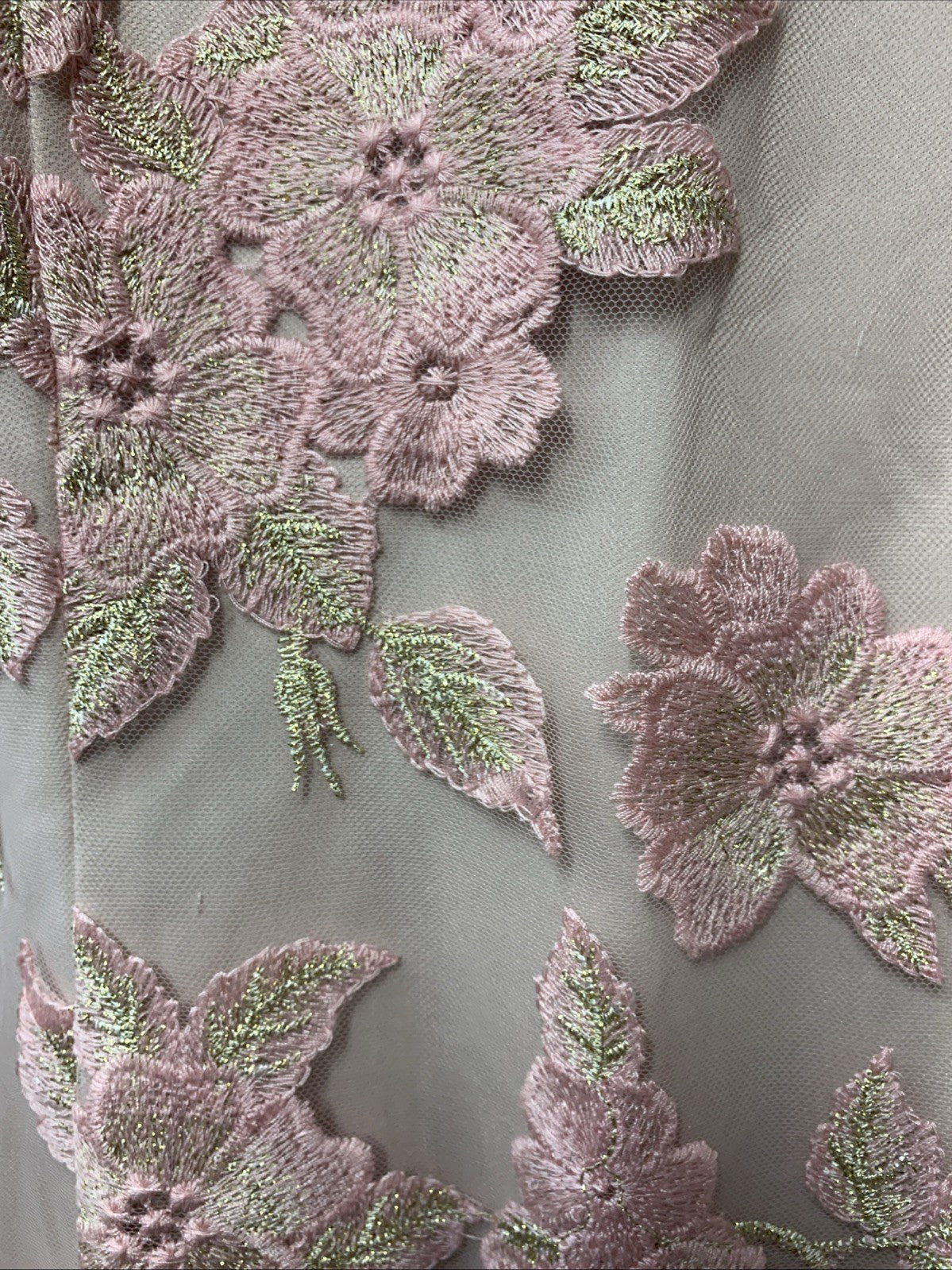 Adrianna Papell Women's Floral Embroidery Sheath Dress Party Size 4 Rose Gold