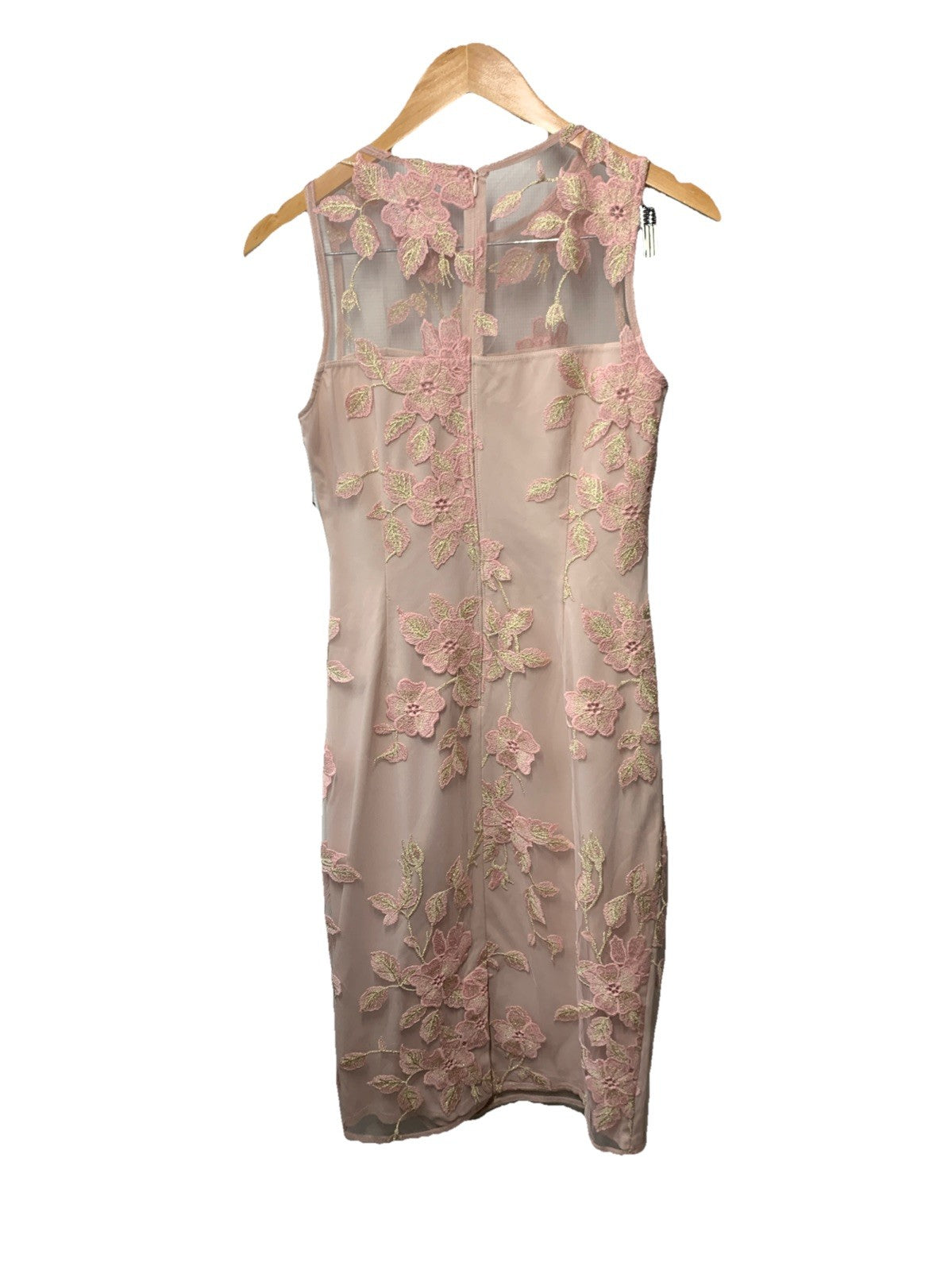 Adrianna Papell Women's Floral Embroidery Sheath Dress Party Size 4 Rose Gold