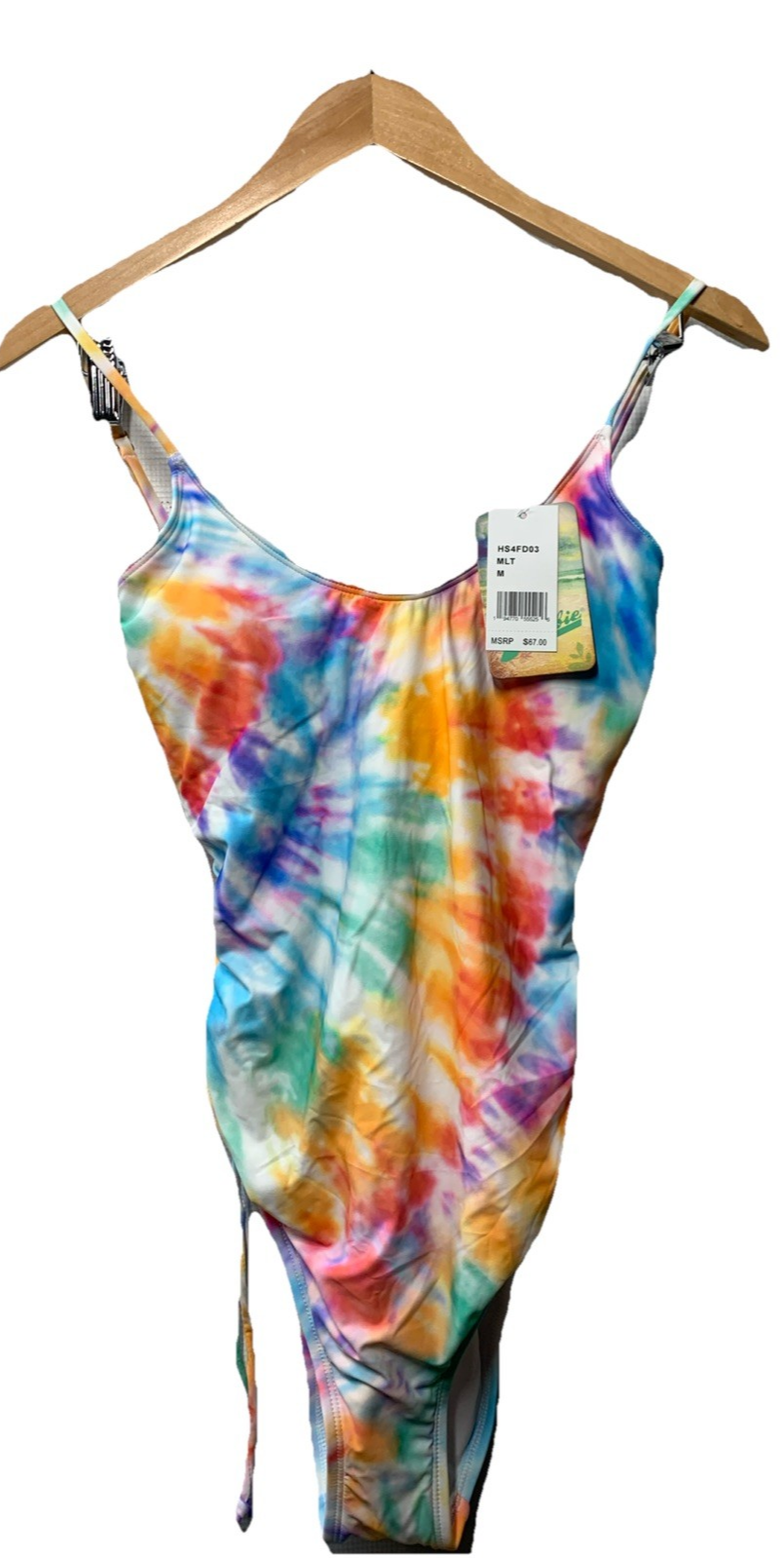 Hobie Women's Side Shirred One Piece Swimsuit One Piece Swimsuit Tie-Dye Size M