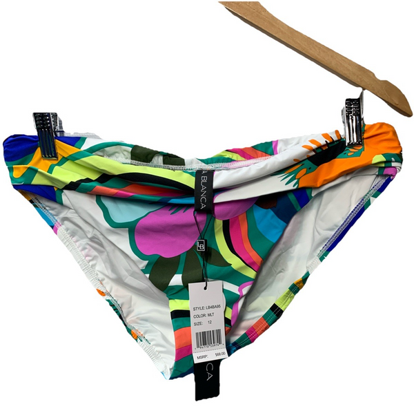 La Blanca Women Island Goddess Shirred Band Hipster Bikini Bottom Multi Size 12