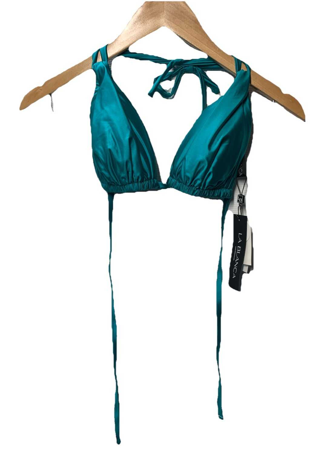 La Blanca Womens Goddess Halter Bikini Swimsuit Top Teal Swimwear LB5RR80 Size 4