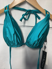 La Blanca Womens Goddess Halter Bikini Swimsuit Top Teal Swimwear LB5RR80 Size 4