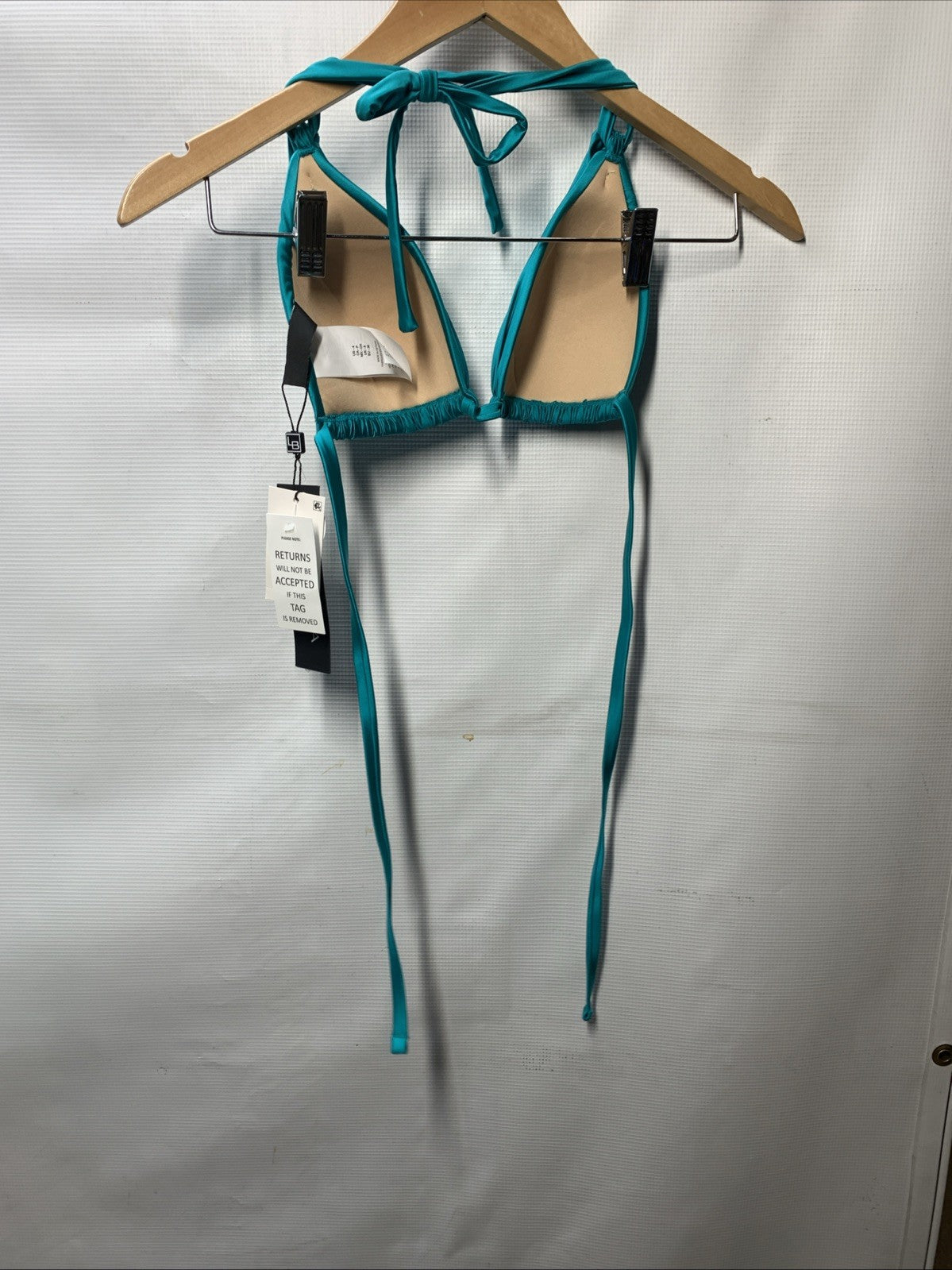 La Blanca Womens Goddess Halter Bikini Swimsuit Top Teal Swimwear LB5RR80 Size 4