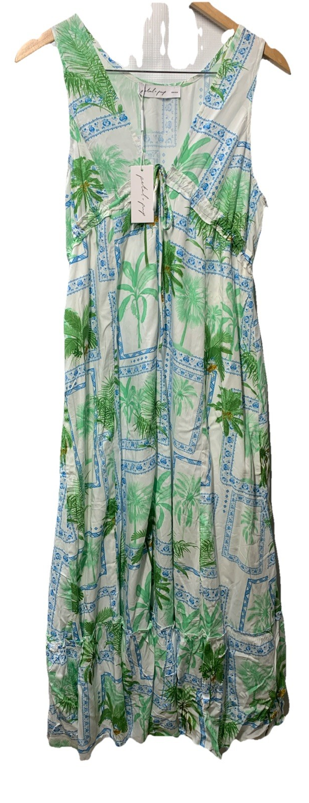 Petal & Pup Women's Rhiannon Maxi Dress Sleeveless Deep V-Neck Front Tie Medium