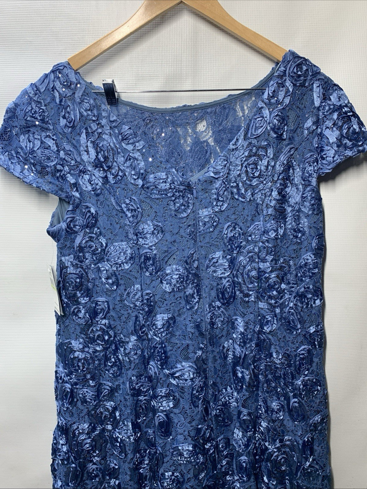 Alex Evenings Women's Plus (18W) Tea Length Dress w/Rosette Detail Short Sleeve