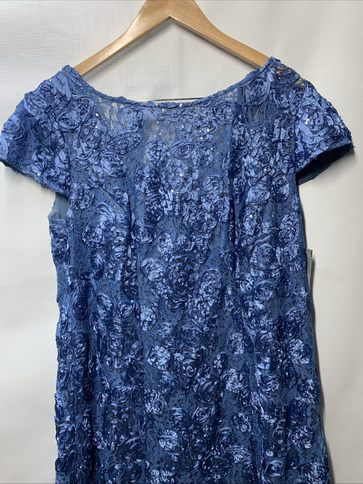 Alex Evenings Women's Plus (18W) Tea Length Dress w/Rosette Detail Short Sleeve