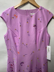 London Times Floral Border Cap Sleeve Fit & Flare Dress Rounded neckline Size 8P