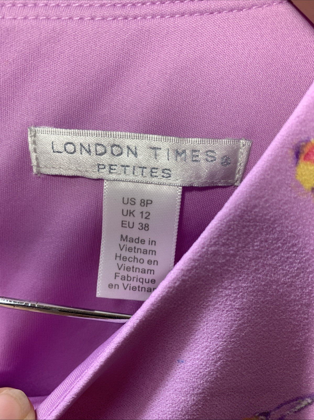 London Times Floral Border Cap Sleeve Fit & Flare Dress Rounded neckline Size 8P