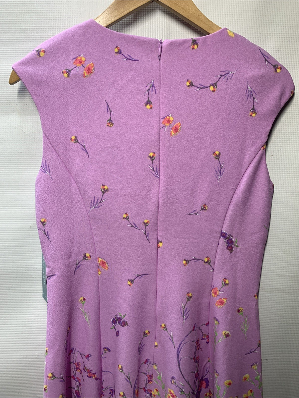 London Times Floral Border Cap Sleeve Fit & Flare Dress Rounded neckline Size 8P