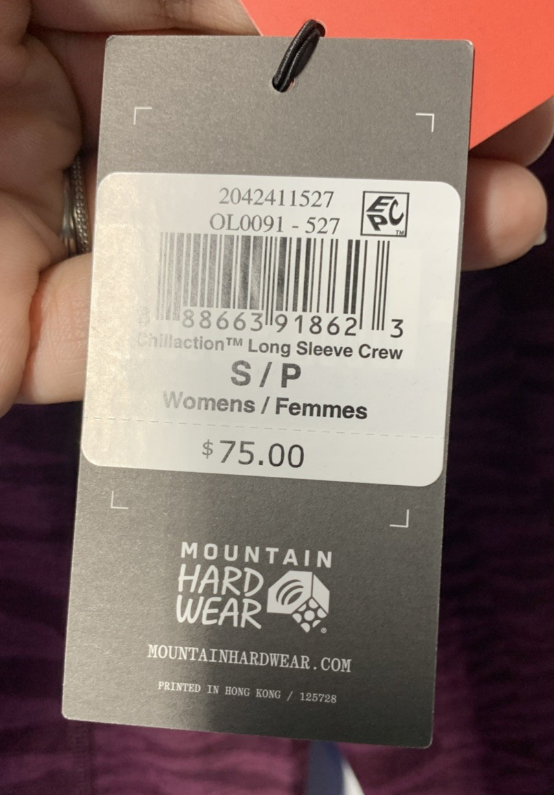 Mountain Hardwear Women's Standard Chillaction Long Sleeve Crew Neck Size Small