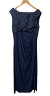 Alex Evenings Women's Long Cowl Back Mother of The Bride Dress Size 18 Navy