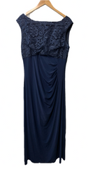 Alex Evenings Women's Long Cowl Back Mother of The Bride Dress Size 18 Navy