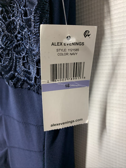 Alex Evenings Women's Long Cowl Back Mother of The Bride Dress Size 18 Navy