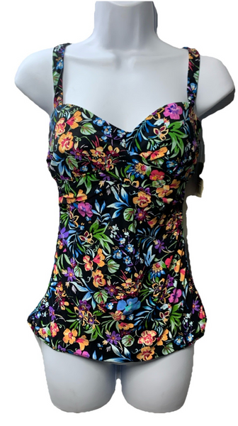 Gottex Women's Tankini Top 34D Pull-On Swimsuit Floral Swimwear Beach E24081D20